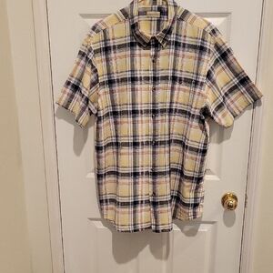 Hobbs Creek Brand Casual Men's Plaid Shirt - Yellow and Black 100% Cotton